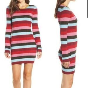 BlankNYC Red Striped Shimmer Sweater Dress Size Medium